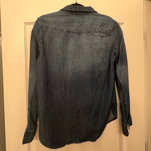 Jean Shirt with Pearl Snap Bottoms Small - Picture 2 of 3